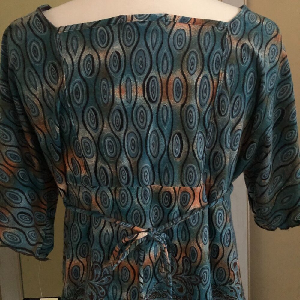 Vintage JTB Y2K Top Medium Babydoll Empire Waist Abstract Paisley Studs Boho NWT - Picture 9 of 12